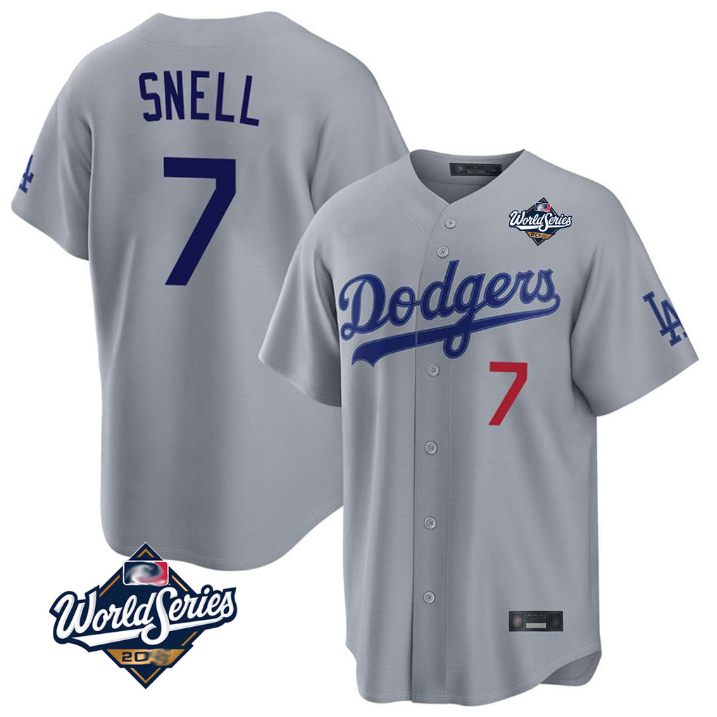Jamed LA.Dodgers #7 Blake Snell Player Gray Game World Series Home Stitched Jerseys