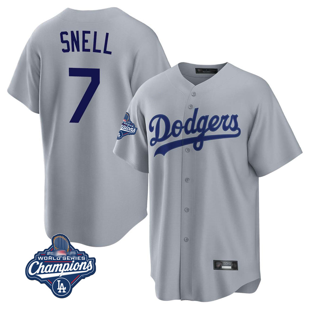 Jamed LA.Dodgers #7 Blake Snell Player Gray Game World Series Meet Stitched Jerseys