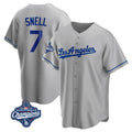 Jamed LA.Dodgers #7 Blake Snell Player Gray World Series Meet Road Game Stitched Jerseys