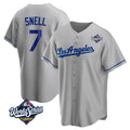 Jamed LA.Dodgers #7 Blake Snell Player Gray World Series Road Game Stitched Jerseys