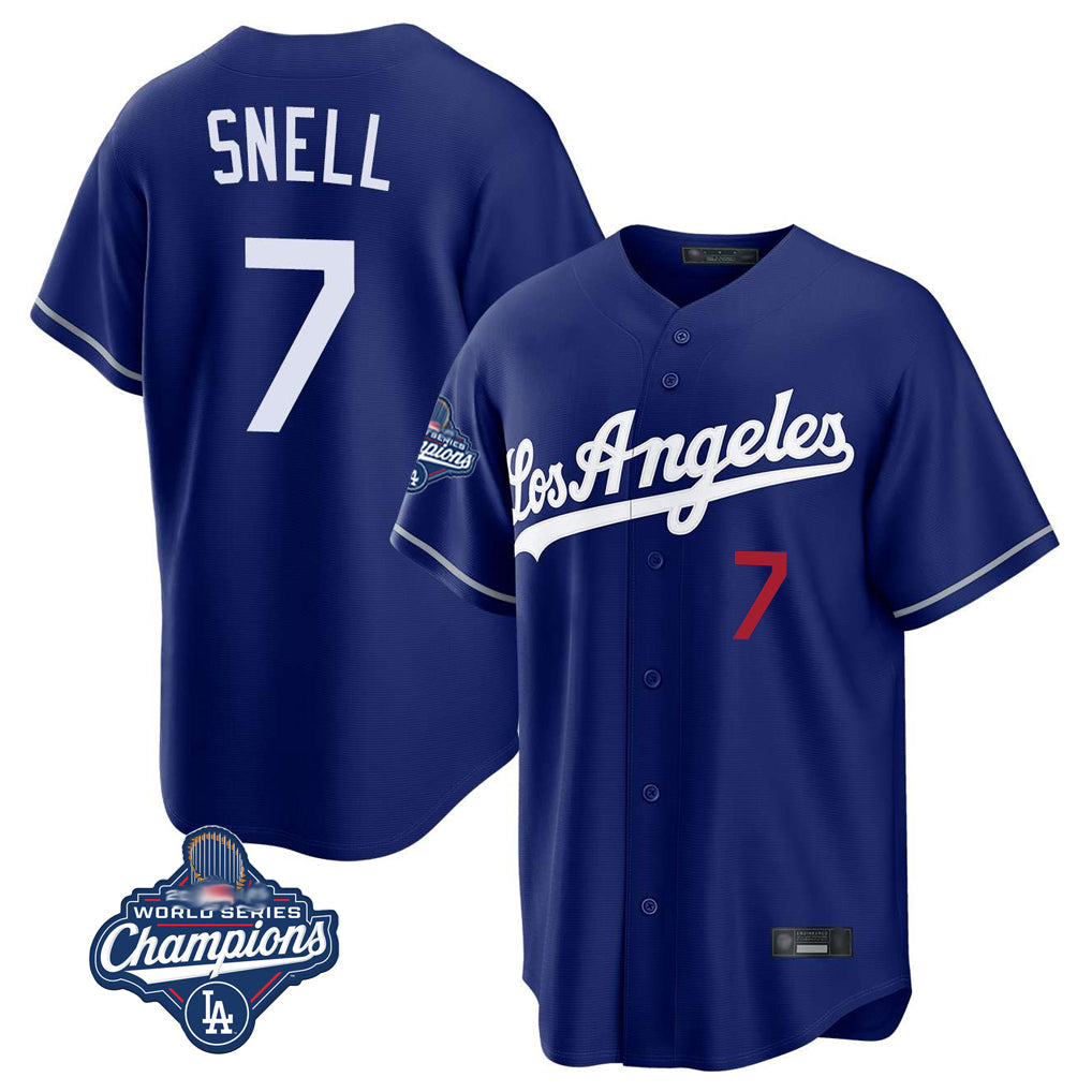 Jamed LA.Dodgers #7 Blake Snell Player Royal Game World Series Meet Home Stitched Jerseys