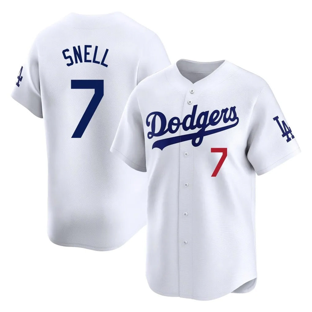 Jamed LA.Dodgers #7 Blake Snell Player White Game Limited Home Stitched Jerseys