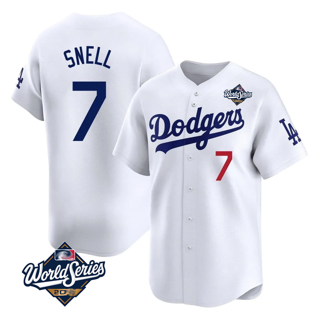 Jamed LA.Dodgers #7 Blake Snell Player White Game Limited World Series Home Stitched Jerseys