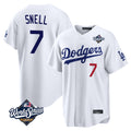 Jamed LA.Dodgers #7 Blake Snell Player White Game World Series Meet Home Stitched Jerseys