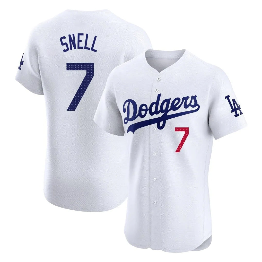 Jamed LA.Dodgers #7 Blake Snell Player White Limited Elite Home Stitched Jerseys