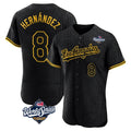 Jamed LA.Dodgers #8 Enrique Hern?¡ì?¨¦ndez Player Black World Series Snake Skin City Limited Elite Home Stitched Jerseys
