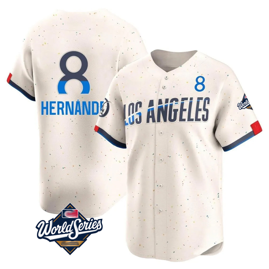 Jamed LA.Dodgers #8 Enrique Hern?¡ì?¨¦ndez Player Cream World Series City Connect Limited Home Stitched Jerseys