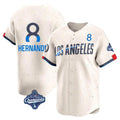 Jamed LA.Dodgers #8 Enrique Hern?¡ì?¨¦ndez Player Cream World Series Meet City Connect Limited Home Stitched Jerseys