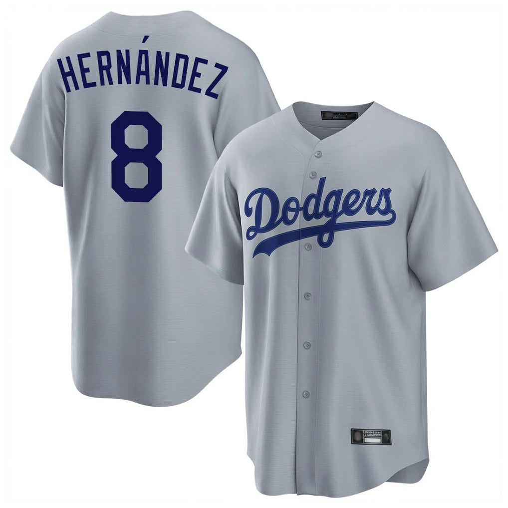 Jamed LA.Dodgers #8 Enrique Hern?¡ì?¨¦ndez Player Gray Game Stitched Jerseys