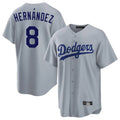 Jamed LA.Dodgers #8 Enrique Hern?¡ì?¨¦ndez Player Gray Game Stitched Jerseys