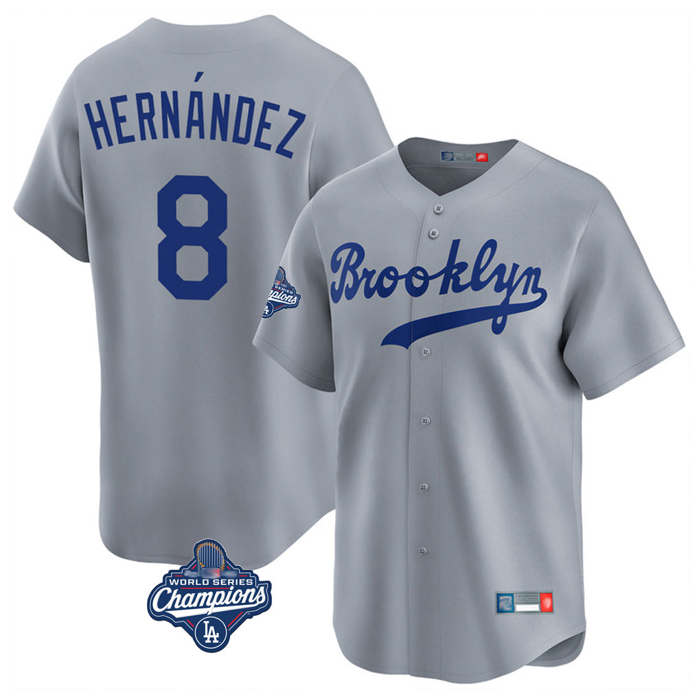 Jamed LA.Dodgers #8 Enrique Hern?¡ì?¨¦ndez Player Gray World Series Meet Game Limited Home Stitched Jerseys
