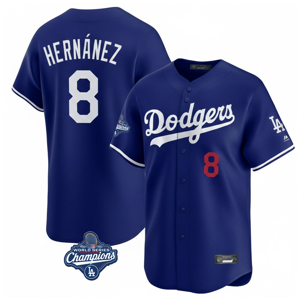 Jamed LA.Dodgers #8 Enrique Hern?¡ì?¨¦ndez Player Royal World Series Meet Limited Home Stitched Jerseys