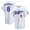 Jamed LA.Dodgers #8 Enrique Hern?¡ì?¨¦ndez Player White Home Game Stitched Jerseys
