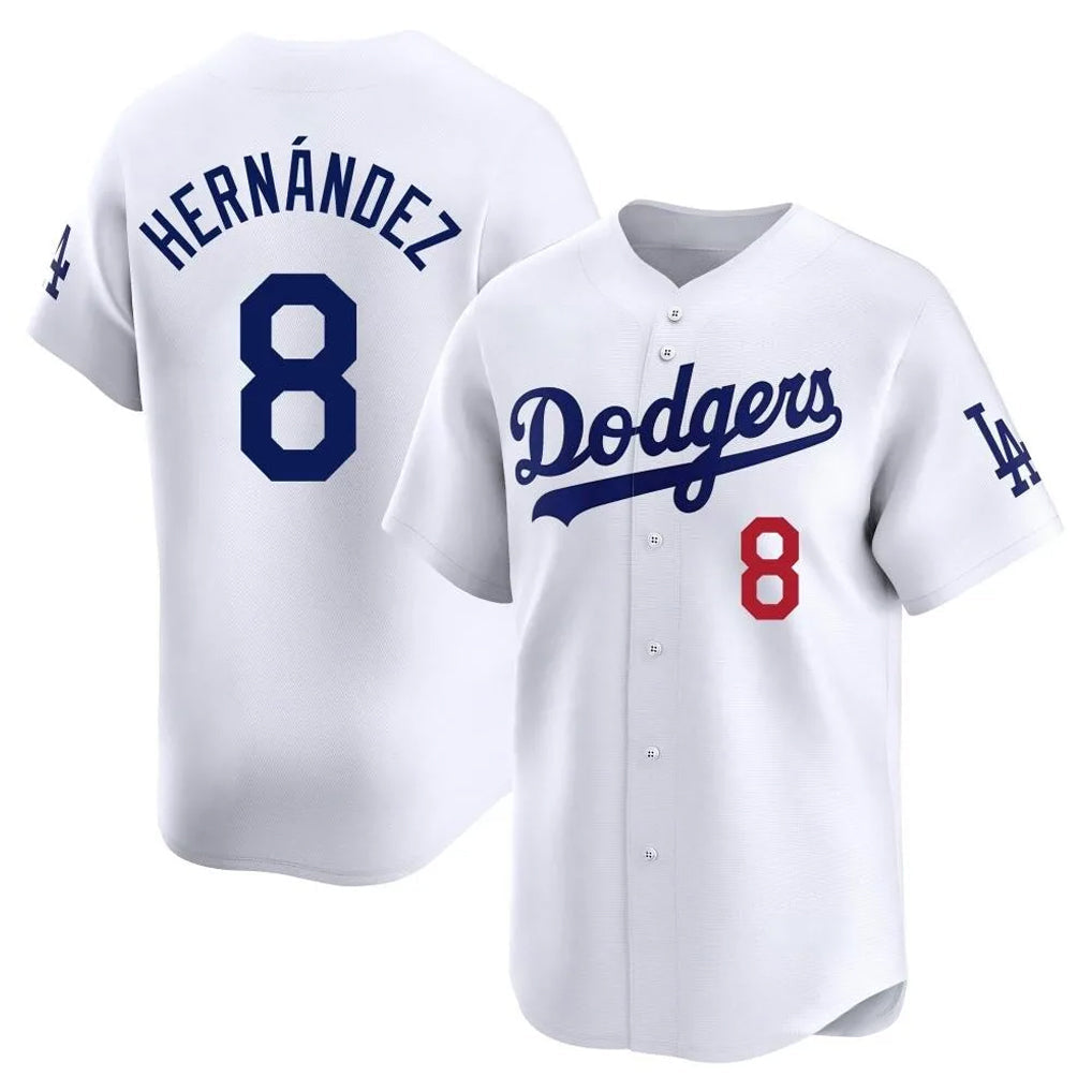 Jamed LA.Dodgers #8 Enrique Hern?¡ì?¨¦ndez Player White Limited Home Stitched Jerseys