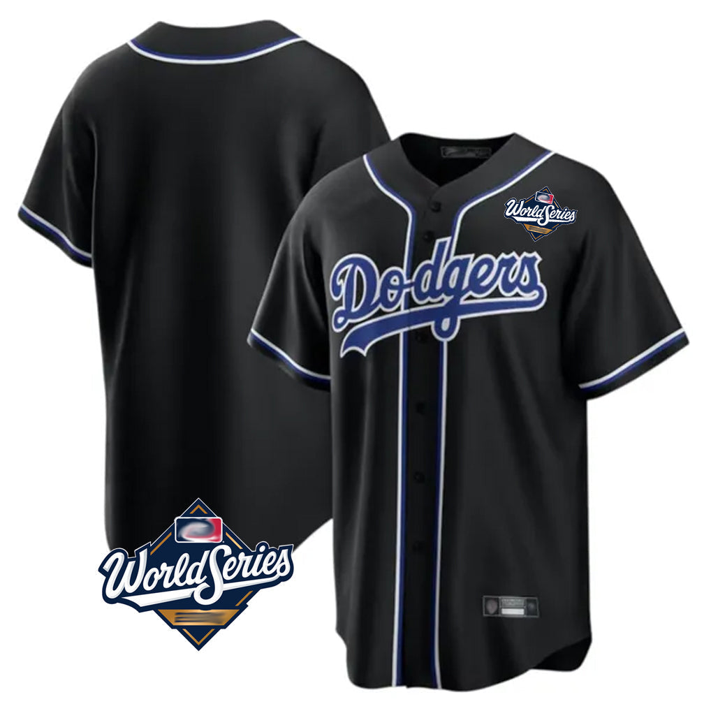 Jamed LA.Dodgers Blank Player Black Carbon Limited Home World Series Stitched Jerseys
