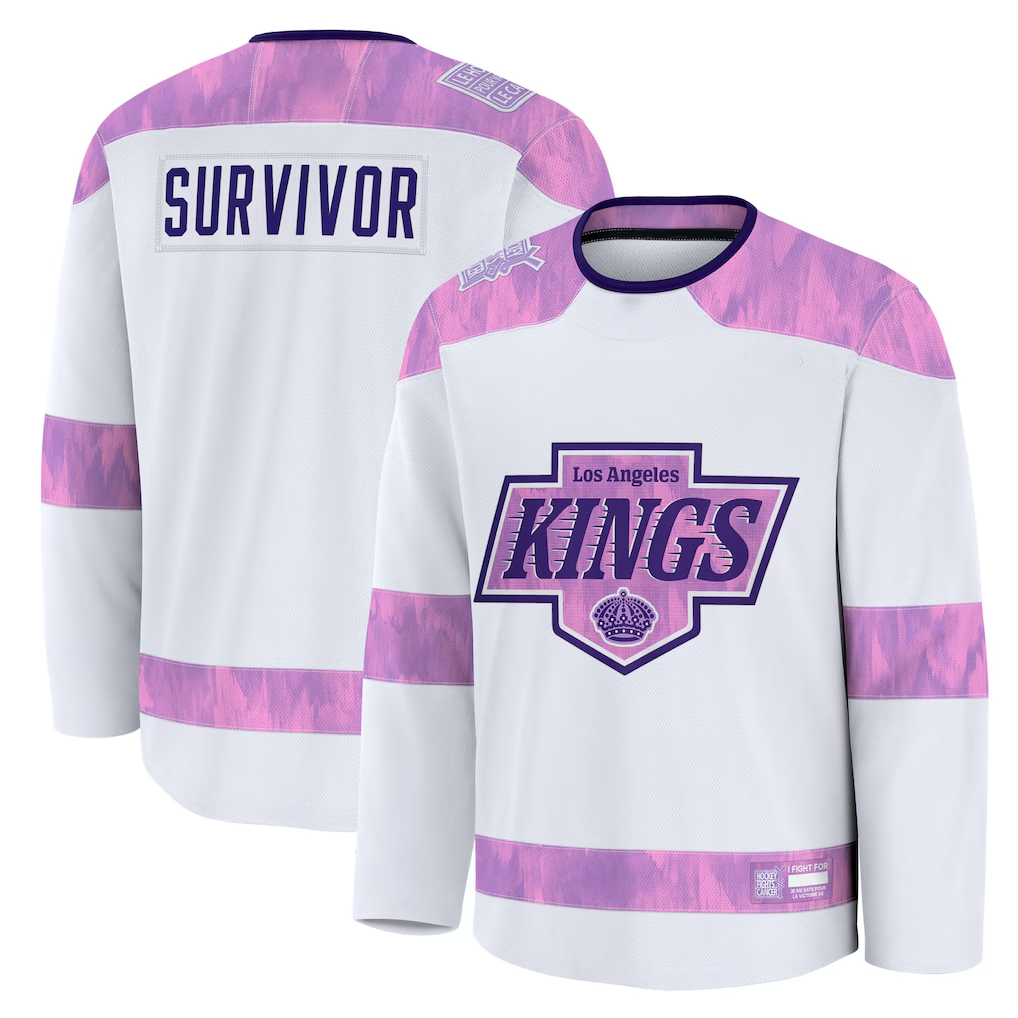 Jamed LA.Kings White Hockey Fights Cancer Survivor Practice Jerseys