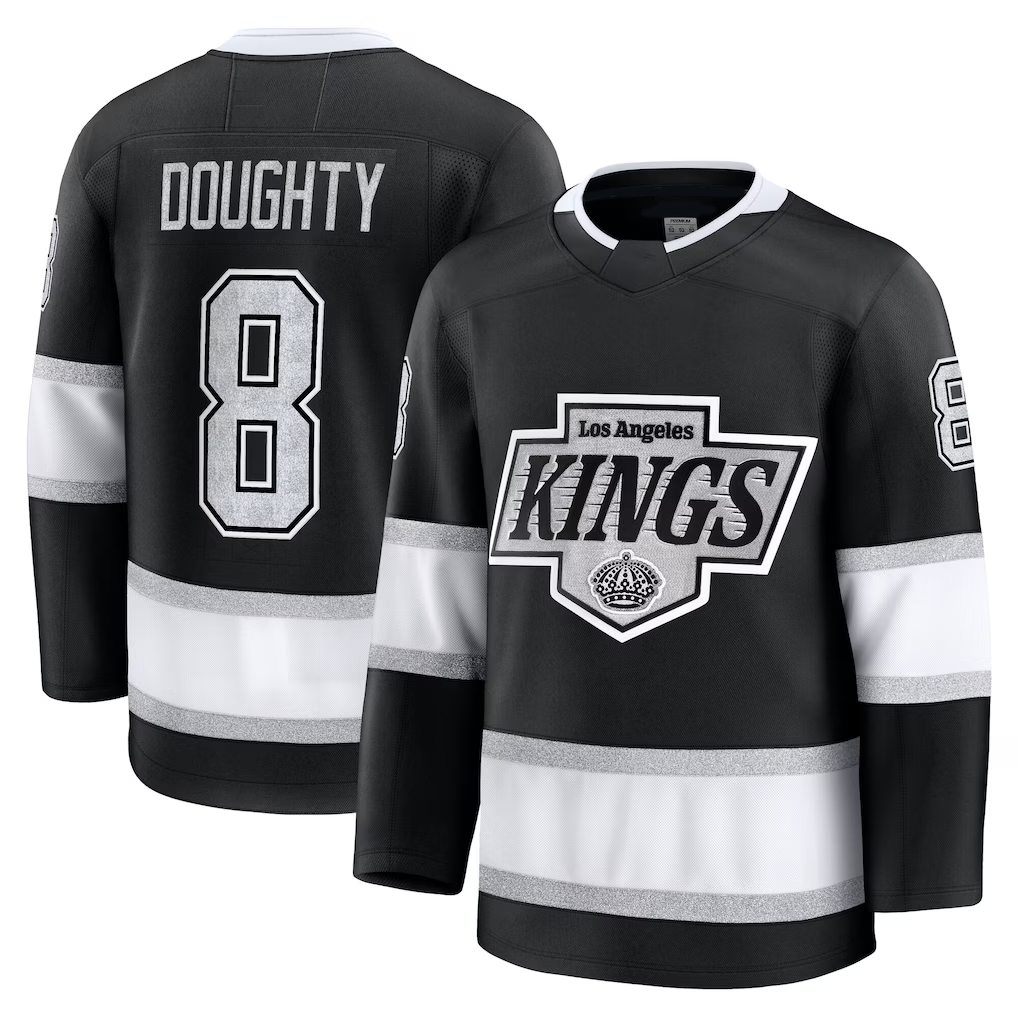 Jamed LA.Kings #8 Drew Doughty Black Home Premium Jerseys