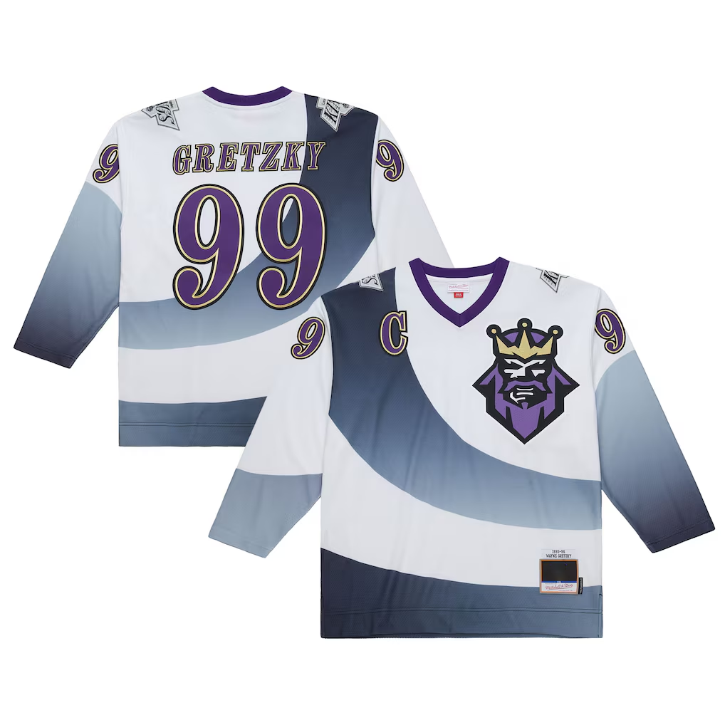 Jamed LA.Kings #99 Wayne Gretzky Mitchell & Ness White 1995-96 Power Play Jerseys