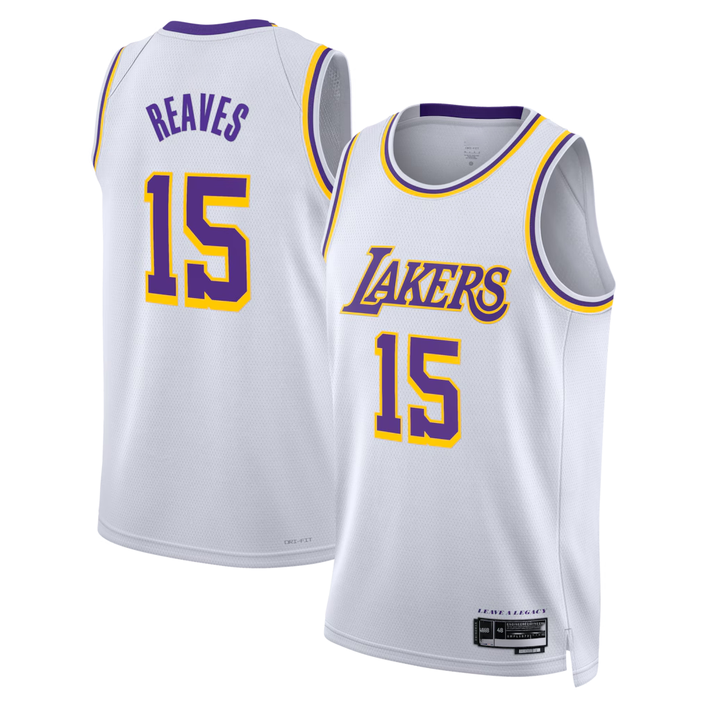 Jamed LA.Lakers #15 Austin Reaves White Association Edition Swingman Stitched Jerseys