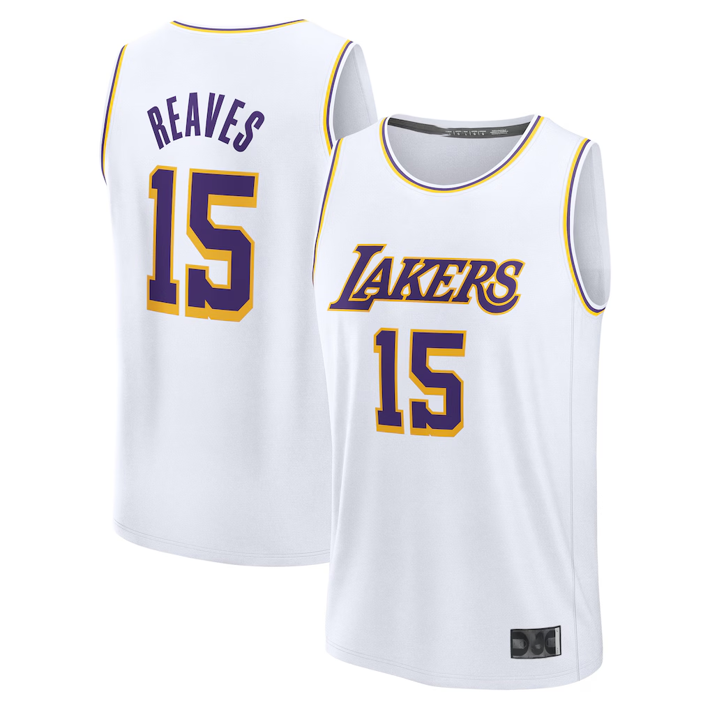 Jamed LA.Lakers #15 Austin Reaves White Fast Break Replica Player Stitched Jerseys - Association Edition