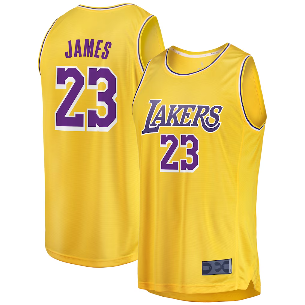 Jamed LA.Lakers #23 LeBron James Gold Big & Tall Fast Break Player Stitched Jerseys - Icon Edition