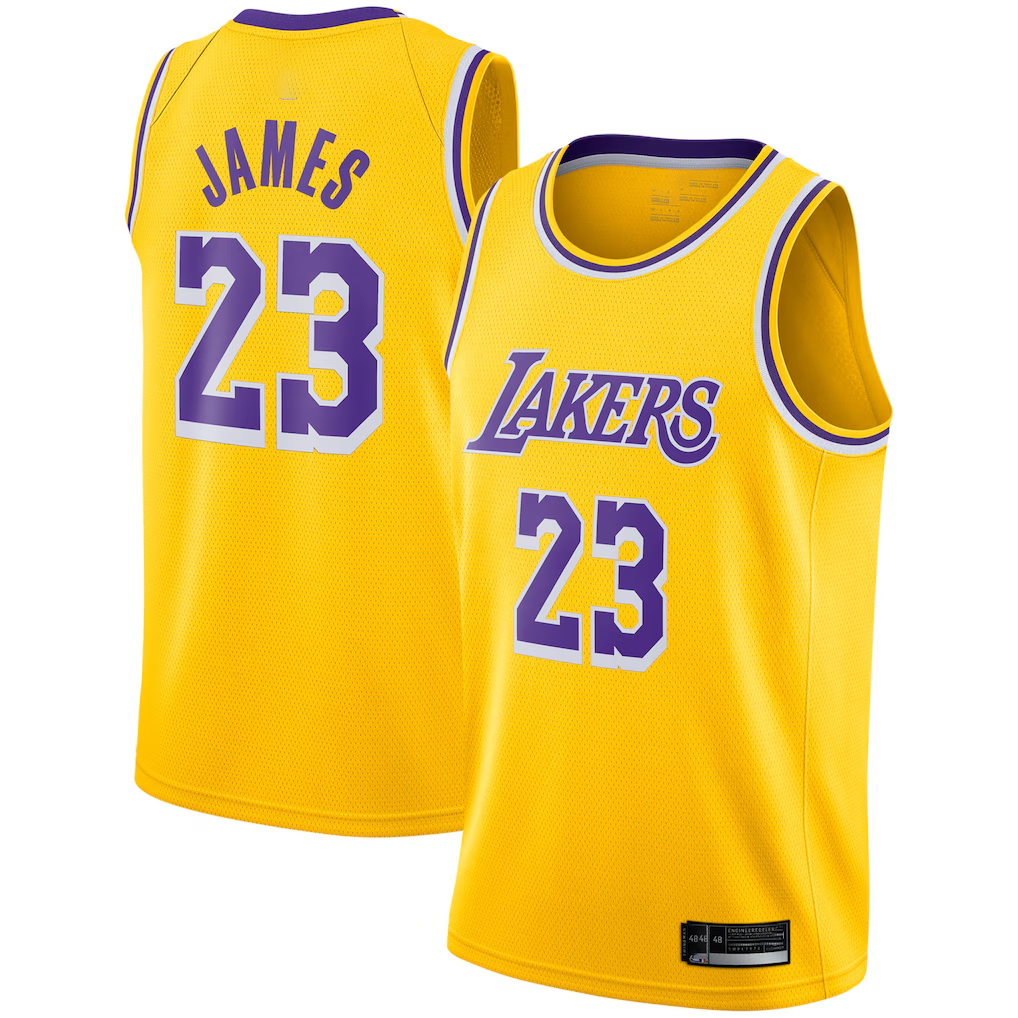 Jamed LA.Lakers #23 LeBron James Gold Swingman Player Stitched Jerseyss - Icon Edition