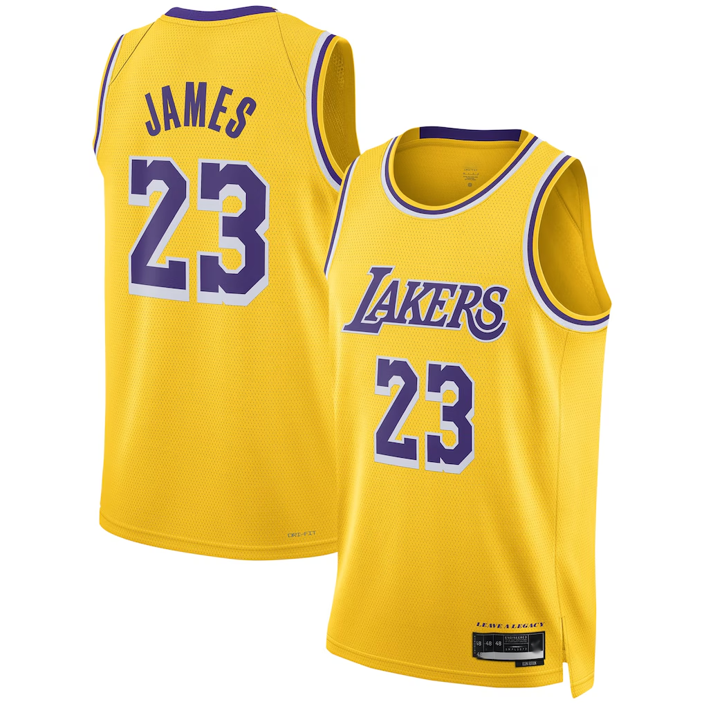 Jamed LA.Lakers #23 LeBron James Gold Swingman Stitched Jerseys - Icon Edition