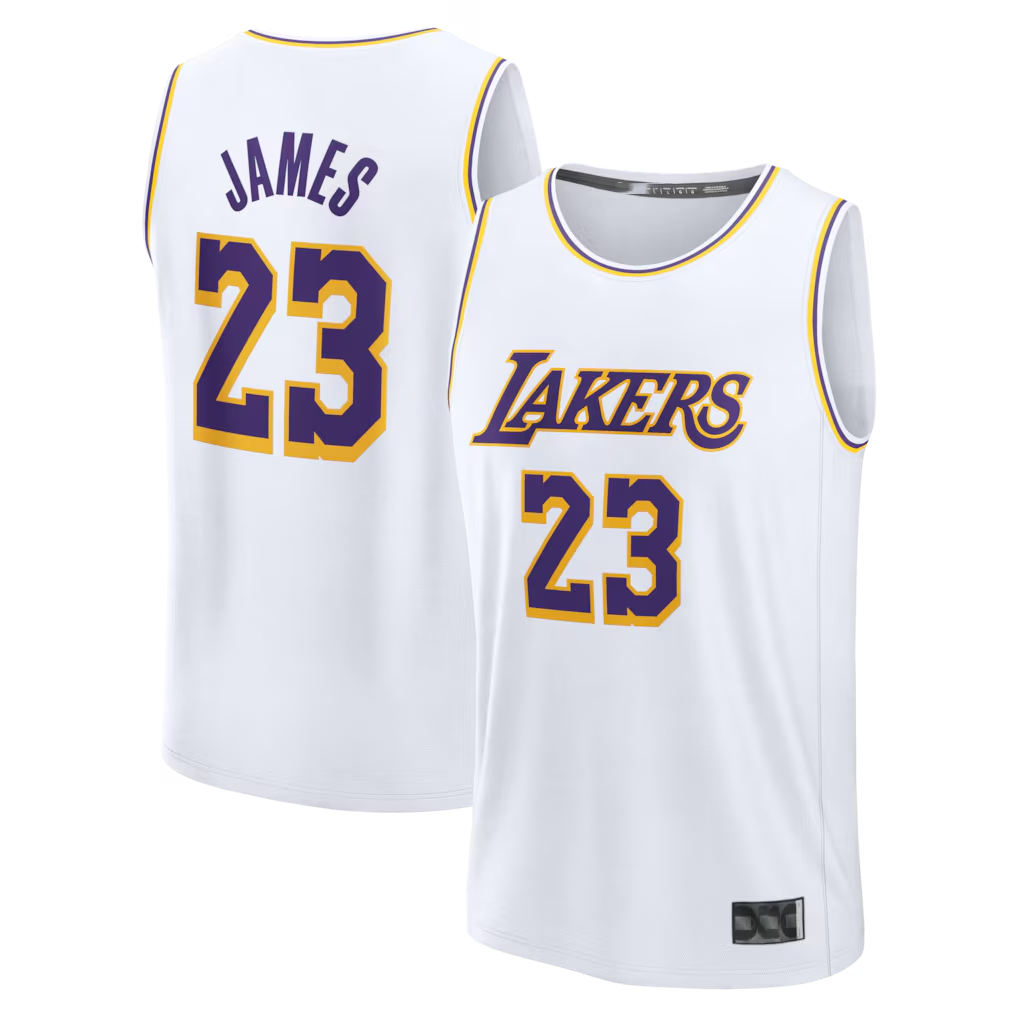 Jamed LA.Lakers #23 LeBron James White Fast Break Replica Player Stitched Jerseys - Association Edition