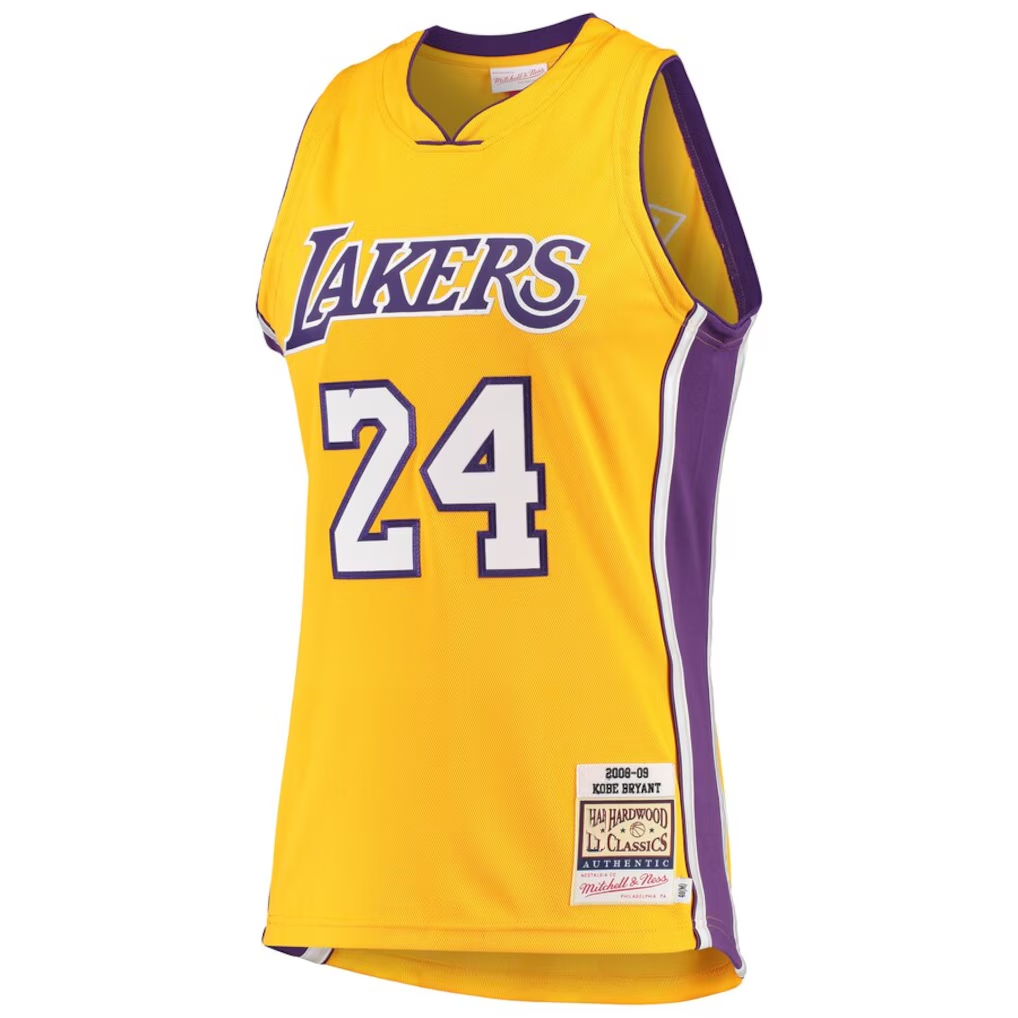 Jamed LA.Lakers #24 Kobe Bryant Gold Hardwood Classics 2008-2009 Authentic Stitched Jerseys By Mitchell & Ness