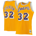 Jamed LA.Lakers #32 Magic Johnson Mitchell & Ness Gold 1984-1985 Hardwood Classics Authentic Jerseys