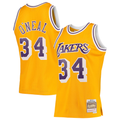 Jamed LA.Lakers #34 Shaquille O'Neal Mitchell & Ness Gold 199697 Hardwood Classics Swingman Jerseys
