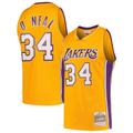 Jamed LA.Lakers #34 Shaquille O'Neal Mitchell & Ness Gold Hardwood Classics Swingman Jerseys