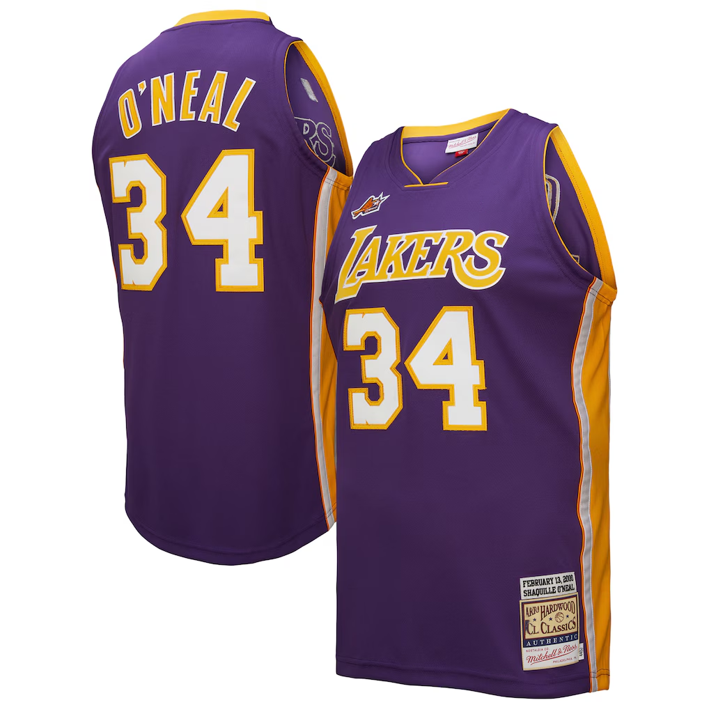 Jamed LA.Lakers #34 Shaquille O'Neal Mitchell & Ness Purple 2000 All-Star Game Authentic Jerseys