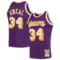 Jamed LA.Lakers #34 Shaquille O'Neal Mitchell & Ness Purple Hardwood Classics Swingman Jerseys