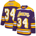 Jamed LA.Lakers #34 Shaquille O'Neal Mitchell & Ness Purple Maxxed Out Fashion Hockey Stitched Jerseys
