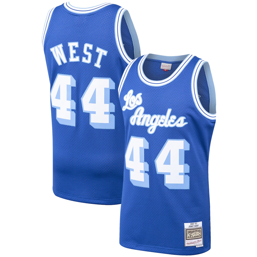 Jamed LA.Lakers #44 Jerry West Mitchell & Ness Royal Hardwood Classics Swingman Stitched Jerseys