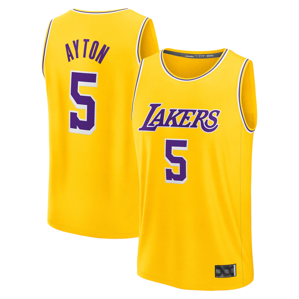 Jamed LA.Lakers #5 Deandre Ayton Gold Fast Break Replica Player Stitched Jerseys - Icon Edition