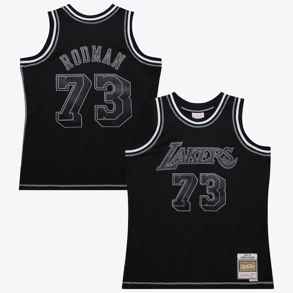 Jamed LA.Lakers #73 Dennis RodmanBlack Mitchell & Ness 1998 Contrast 2K Swingman Stitched Jerseys