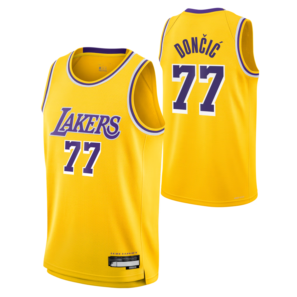 Jamed LA.Lakers #77 Luka Don?i? Gold Swingman Stitched Jerseys - Icon Edition