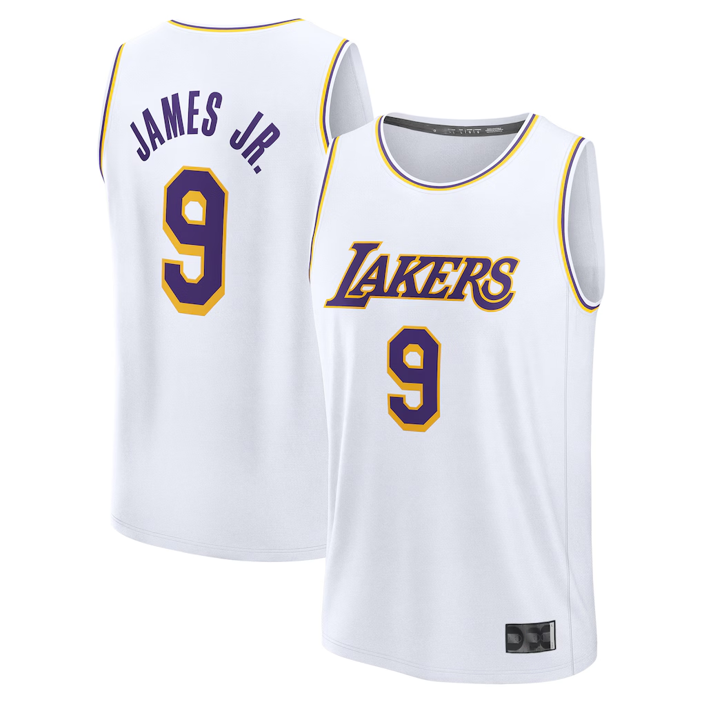 Jamed LA.Lakers #9 Bronny James White Fast Break Replica Player Stitched Jerseys - Association Edition