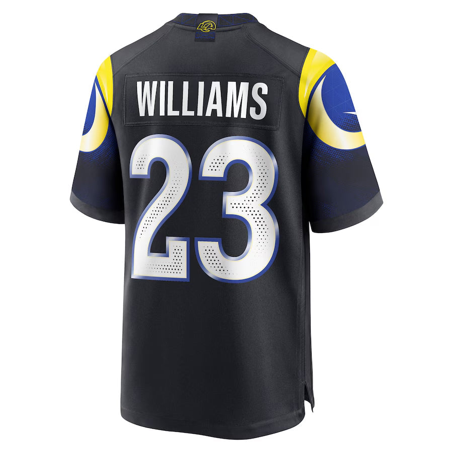 Jamed LA.Rams #23 Kyren Williams Player Midnight Blue Rivalries Collection Game Stitched Jerseys