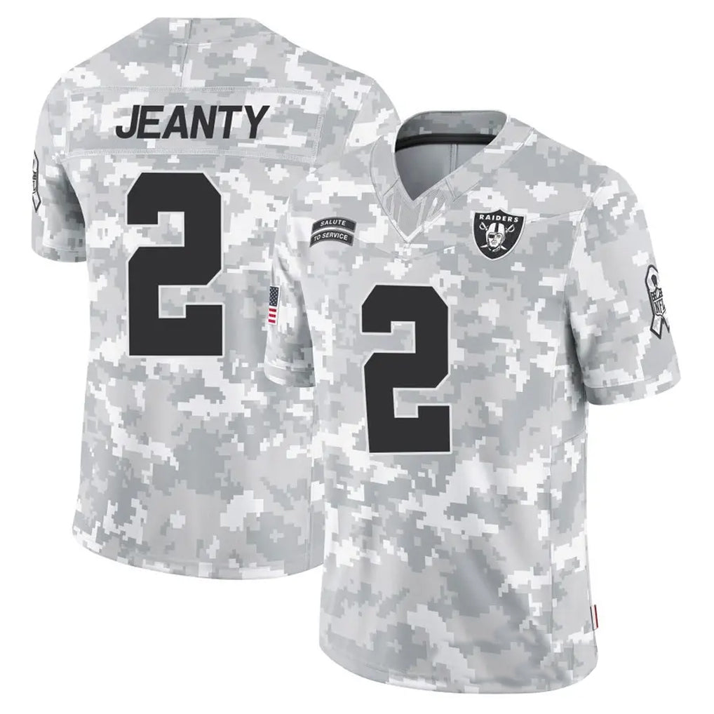 Jamed LV.Raiders #2 Ashton Jeanty Player Arctic Camo Salute to Service Limited  Stitched Jerseys