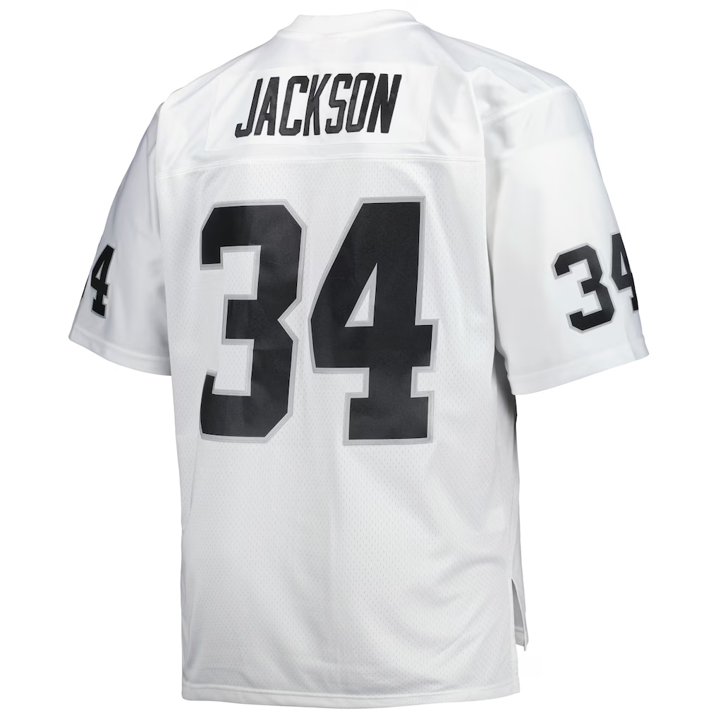 Jamed LV.Raiders #34 Bo Jackson Mitchell & Ness White Big & Tall 1988 Retired Player Replica Stitched Jerseys