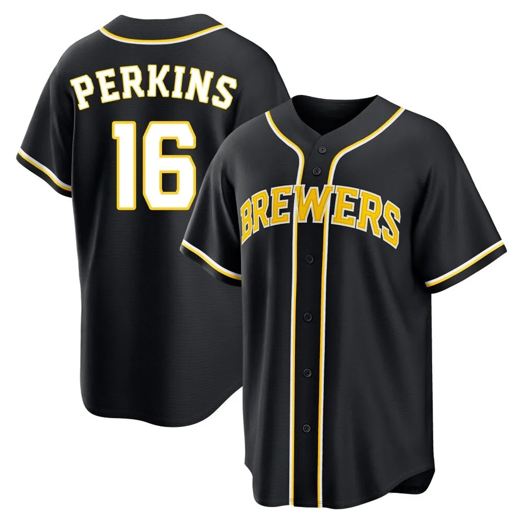 Jamed M.Brewers #16 Blake Perkins Player Black Fashion Out Home Game Stitched Jerseys