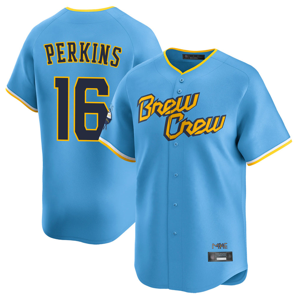 Jamed M.Brewers #16 Blake Perkins Player Light Blue Road Stadium Game Stitched Jerseys
