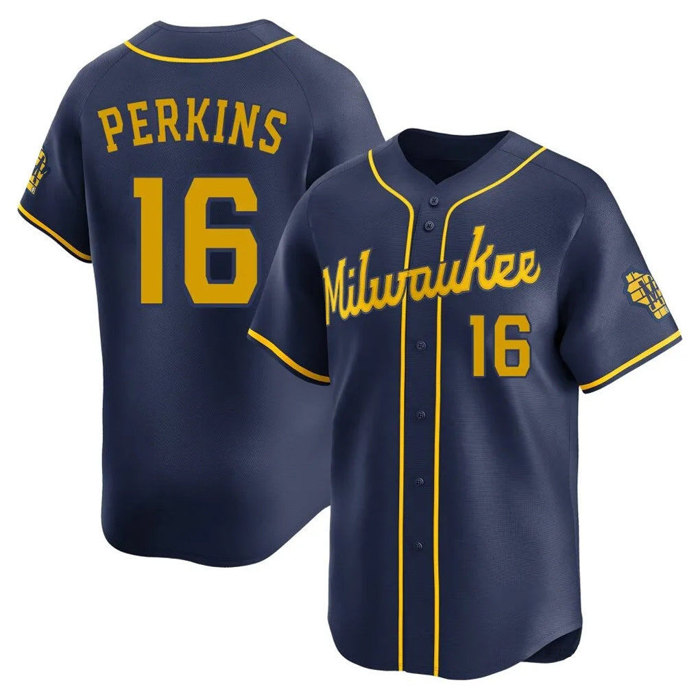 Jamed M.Brewers #16 Blake Perkins Player Navy Home Limited Stitched Jerseys