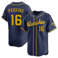 Jamed M.Brewers #16 Blake Perkins Player Navy Home Limited Stitched Jerseys