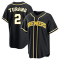 Jamed M.Brewers #2 Brice Turang Player Black Fashion Out Home Game Stitched Jerseys