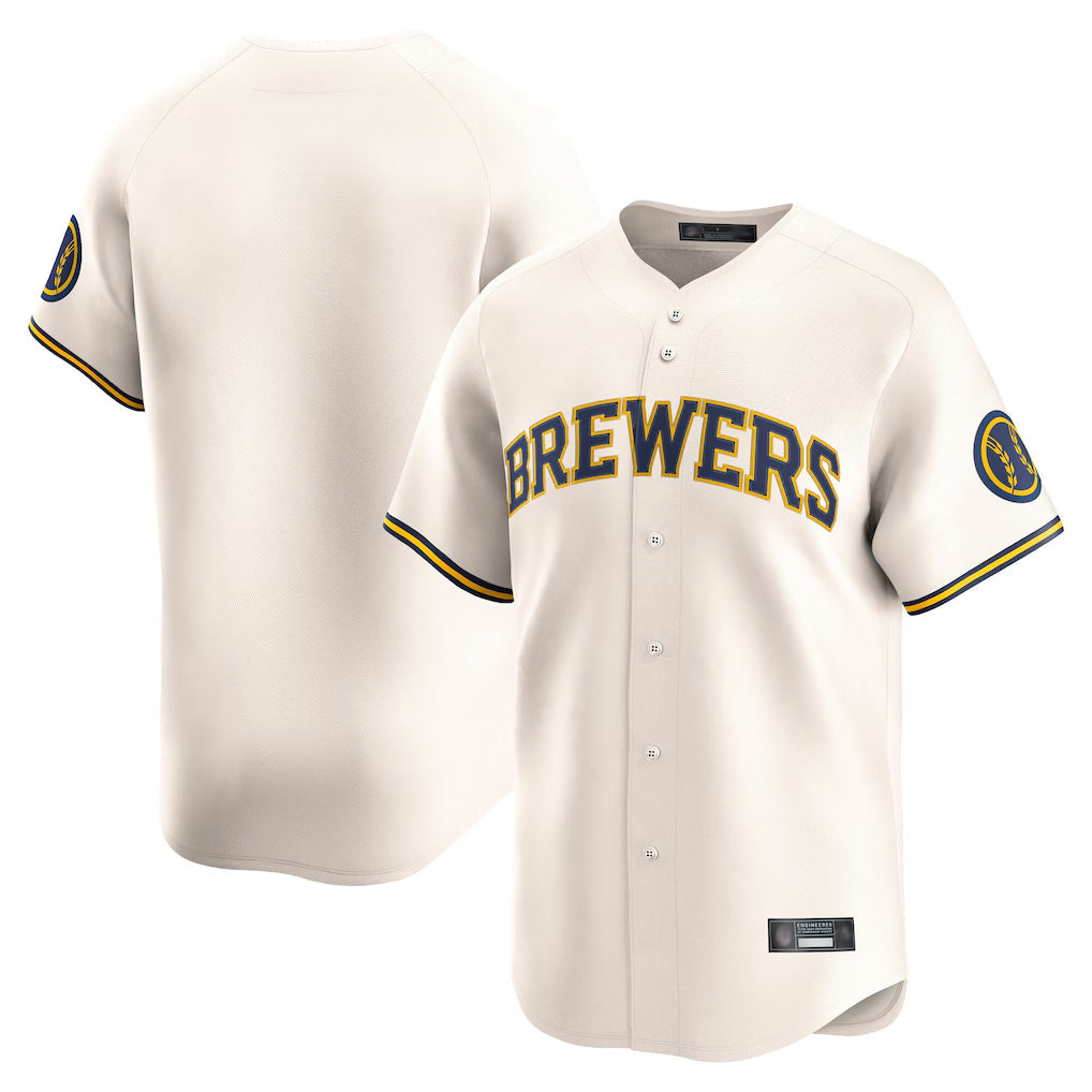 Jamed M.Brewers Blank Player Cream Home Limited Game Stitched Jerseys