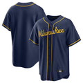 Jamed M.Brewers Blank Player Navy Home Game Stitched Jerseys